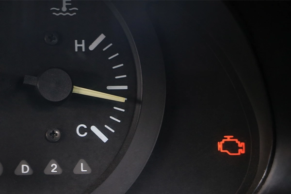 Orange check engine light on gauge