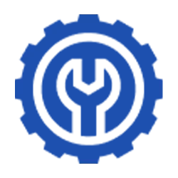 icon of a blue wrench surrounded by a gear
